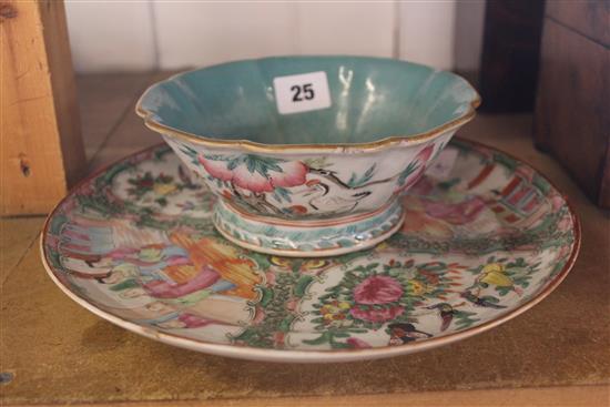 Chinese famille rose bowl, Tongzhi mark and a Canton plate